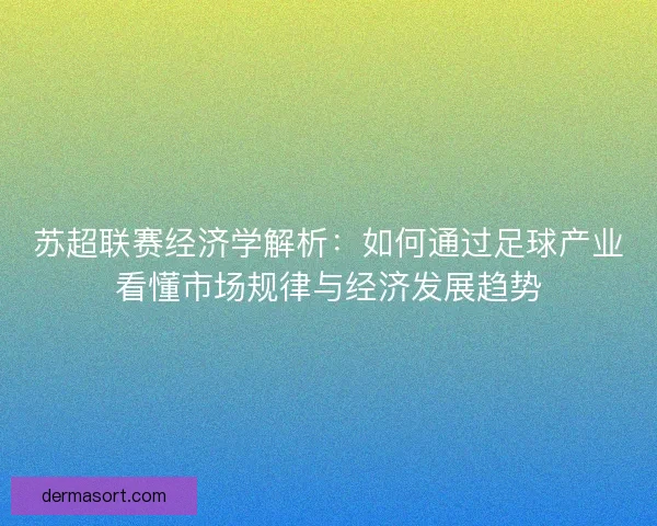 苏超联赛经济学解析：如何通过足球产业看懂市场规律与经济发展趋势